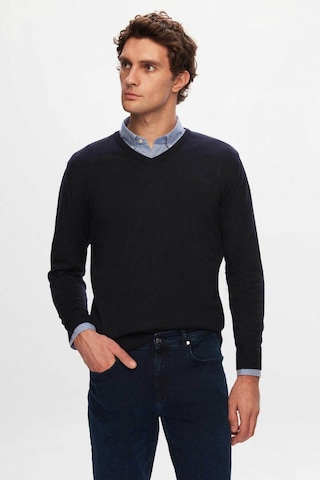 Ds Damat Regular Fit Lacivert Düz V Yaka Triko Kazak 5HF06ORT12003 Lacivert