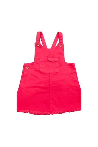 Kız Bebek Pamuklu Cepli Salopet-13899 Fuşya