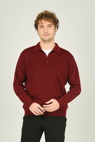 Ateş Triko Erkek Polo Yaka Düğmeli Yün Kazak 6091023 D.bordo D.bordo Bordo
