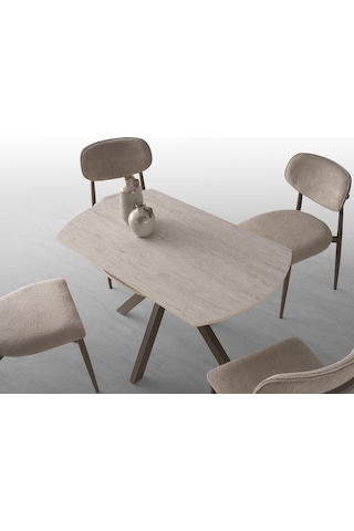 Nova T Yuvarlak Açılır Mutfak Masa Sandalye Takımı 70x120cm Krem