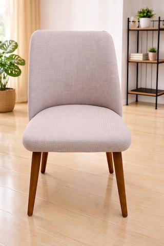 Oval Sandalye Kılıfı Büyük Oval Mutfak Sandalye Kılıfı Likralı Yıkanabilir Streç Lastikli 1 Adet Vizon