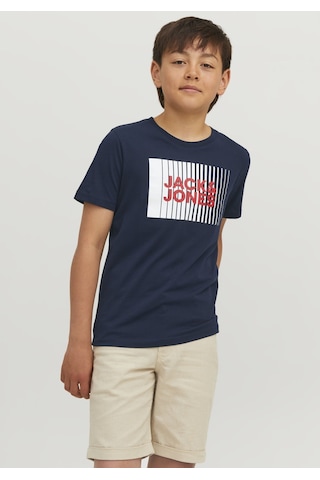 Jack & Jones Göğüs Baskılı Tişört - Corplogo 12237411 Navy Blazer Beyaz