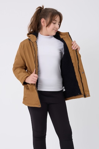 Kız Çocuk Taba İçi Kürklü Su Ve Rüzgar Geçirmez Kapüşonlu 3 Cep Kışlık Mont & Kaban & Parka Taba