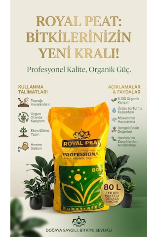 R&p Royal Peat 80 Litre Premium Özel Perlitli Bitki Toprağı İç Ve Dış Mekan Saksı,çiçek,çim,fideleme,toğumlama 80 L