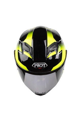 Pilot Alpha Sv Siyah Sarı Kapalı Motosiklet Kaskı Siyah