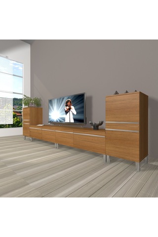 Decoraktiv Eko 9200t Mdf Krom Ayaklı Tv Ünitesi Tv Sehpası Ceviz
