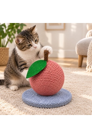 Dekoratif Kedi Tırmalama Oyuncağı, Halat Sarımlı Portakal Tasarım, Tabanlı Kedi Tırmalama Ve Oyun Ürünü Pemb
