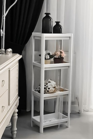 Bayev Beyaz 3 Kat Organize Toparlayıcı Raf Ünitesi Beyaz