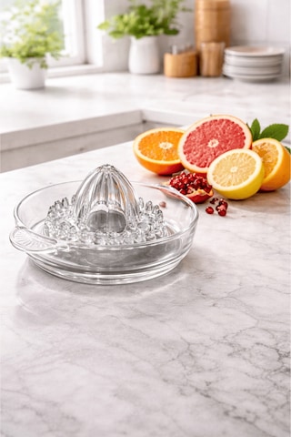 Büyük Boy Cam Narenciye Sıcakağı - Dişli Cam Limon Sıkacağı Şeffaf