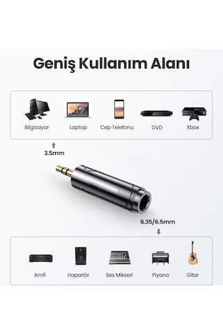 Riksoin 3.5mm To 6.5mm Ses Jack Çevirici Dönüştürücü Adaptör Hifi