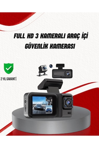 Ön Arka Ve İç Kamera Dashcam 360 Kapsamlı Full Hd Araç Güvenlik Sistemi - Uczzzgenişaçılıaraçkamera-1