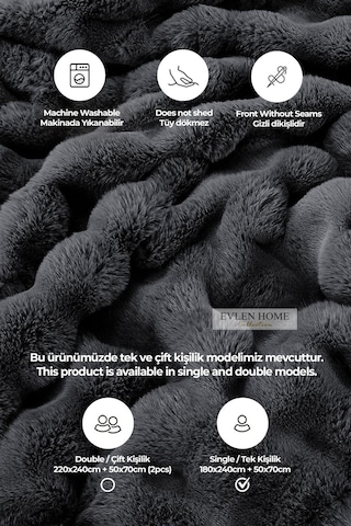 Kürk Yatak Örtüsü Seti Tek Kişilik Peluş Yumuşak Yorgan Wellsoft 2 Parça Loria