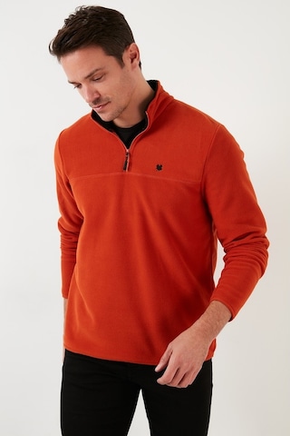 Buratti Slim Fit Anti-Pilling Tüylenme Yapmayan Bato Yaka Kışlık Şardonlu Erkek Polar 5906001 Orange