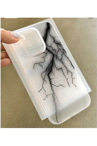 Fochsia iPhone Uyumlu 12 Pro Max İçin Siyah Minimal Mat Yarı Saydam Yıldırım Kılıf