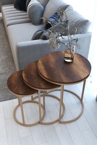 Ecol Desings Ecol 3lü Lüx C Zigon Sehpa Capicino Ceviz Ceviz