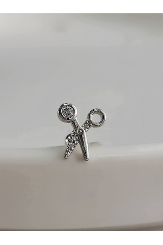 Makas Model Kıkırdak Piercing Tragus Helix Silver Gümüş Renk Küpe Silver
