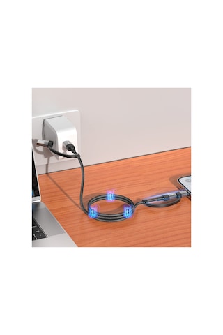 Hızlı Şarj Kablosu 4 İn 1 Usb-a/c To Type-c/lightning, 60w, 1.2m, Manyetik Siyah-v0201007