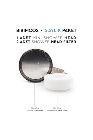 Bibimcos Mini Shower Head + 2 Adet Yedek Filtre 6 Aylık Set Siyah
