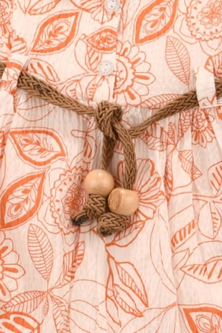 Desenli Bürümcük Kız Elbise Turuncu Bipamuk 001