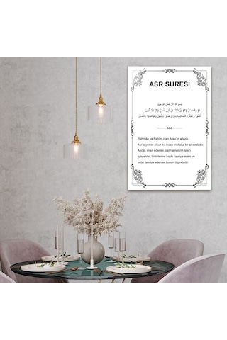 Cam Tablo | Dini İslami Tablo | Asr Suresi-Beyaz Fon| 40cm x 60cm