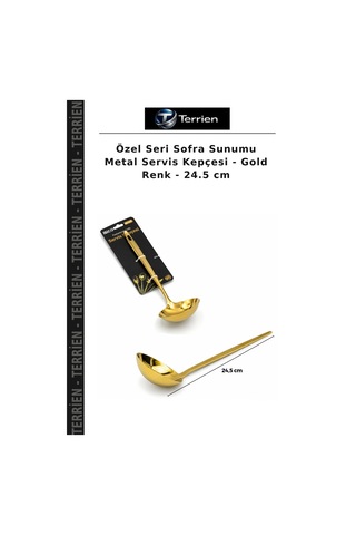 Özel Seri Sofra Sunumu Metal Servis Kepçesi - Gold Renk - 24.5 Cm