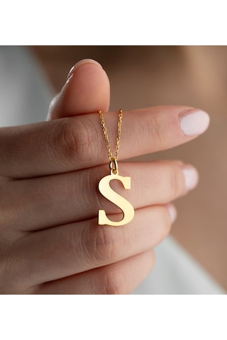 925 Ayar Gümüş İsimli Kadın Kolye 3 Sarı