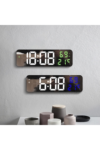 Xindoker Ev İçin Dijital Led Alarm Saat, Ayna Ekranlı, Duvar/sandık Tipi, Elektrikli, Siyah Kasa, Beyaz-kırmızı Sayılar Siyah - Beyaz