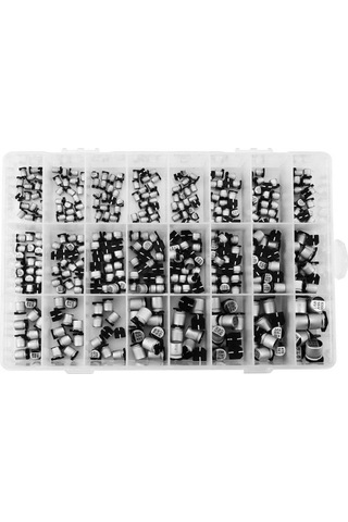 400 Adet 1uf/1000uf Smd Elektrolitik Alüminyum Kondansatör Seti 18 Farklı Değerde Şeffaf Çantada