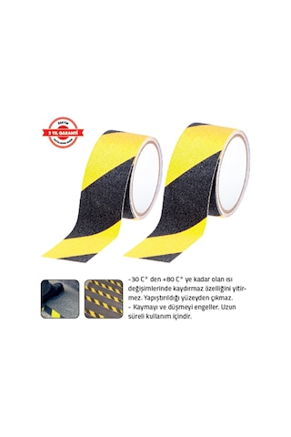 Tomax Kaydırmaz Bant 50 Mm X 5 Mt Siyah Sarı
