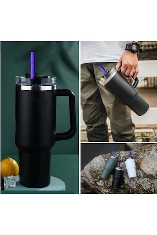 1 Adet Stanl. 40/30 Oz Tumb. Termos Için Renkli Parıltılı Yedek Pipet, 30 Cm Boy / 9 Mm Çap Pembe