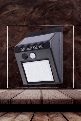 Bahçe - 528 - Aydınlatma Sensörlü Güneş Enerjili Duvar Lambası 40 - Spt-gld - Led Işık