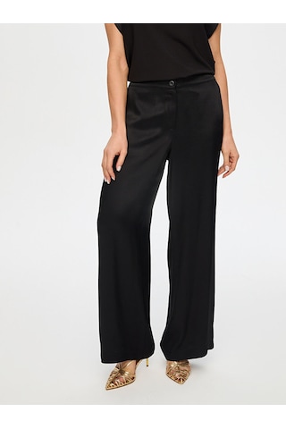 Faik Sönmez Wide Leg Fit Beli Lastikli Rayon Viskon Pantolon S26pnt004 Us26pnt00410 Siyah