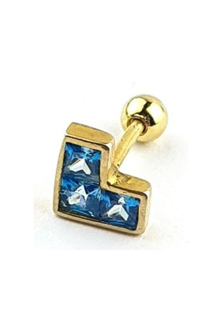 Aquamarin Taşlı Kalp Figürlü 925ayar Gümüş Üzerine Altın Kaplama Luxury Tasarım Tragus Kıkırdak Piercing Altın