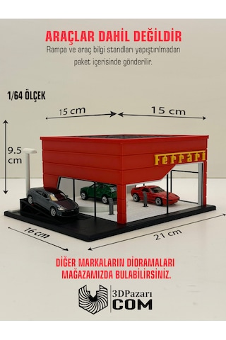 3d Baskı 1/64 Ölçekli Ferrari Showroom Tasarımlı Diorama Araç Sergileme Garajı