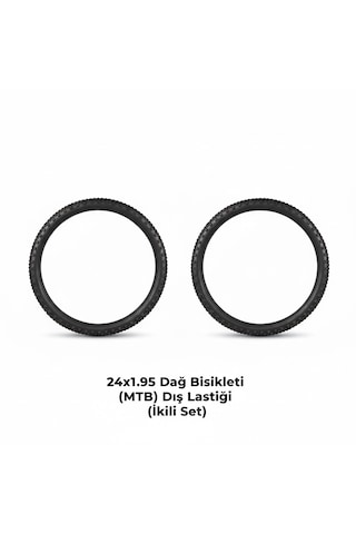 24 Jant Bisiklet Dış Lastik Takımı - 2 Adet 24x1.95 Dağ Bisikleti Mtb Dişli Dış Lastik