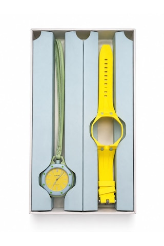Duostyle 2'si 1 Arada Analog Kol Saati Ve Çanta Saati Silikon Kordonlu Unisex Sarı