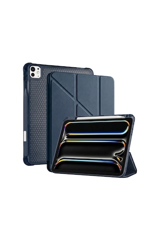 Ps Apple Uyumlu iPad Pro 13 İnç M5 / M4 Tri Folding Standlı Kılıf - Lacivert Kapaklı Kılıf