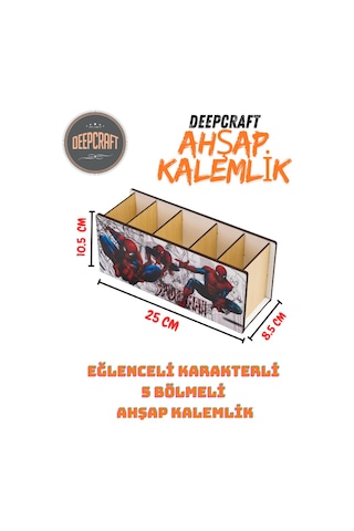 Deepcraft Ahşap Çocuklar İçin Masa Üstü Kare Kalemlik & Organizer-elsa