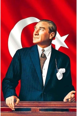Bayrak Ve Atatürk Temalı Cam Tablo