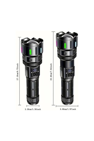 Xuweiwei Siyah Zarif Hediye Kutusu Seti 1 Adet Ultra Parlak 1200 Lümen Şarj Edilebilir Led El Feneri Alüminyum Alaşım 5 Mod Taktiksel Işık Type-c Şarj Acil Durum Kamp Hediye Siyah