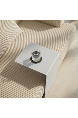Metal Koltuk Üstü C Sehpa Modern Minimal Yan Sehpa Gri