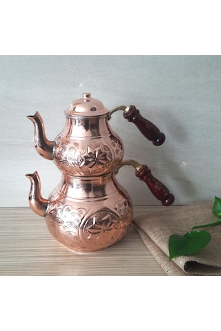 Yıldız İşlemeli Bakır Çaydanlık 2.5 Lt Bakır