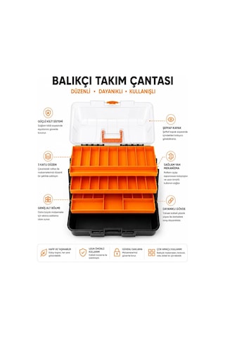 Şeffaf Kapaklı Balıkçı Takım Çantası, 3 Katlı Rapala Ve Sahte Yem Organizeri, Olta Malzemesi Kutusu, İğne Kurşun Fırdöndü Kaşık Düzenleyici, Kilitli Taşıma Çantası