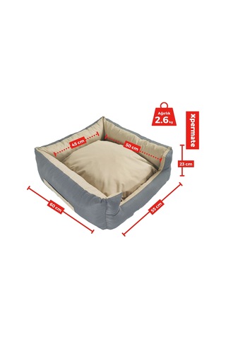 Xpermate Siesta Kedi Yatağı Ve Köpek Yatağı Tüy Tutmaz Kumaş Su Itici Kumaş Fermuarlı 55 x 60 x 23 CM