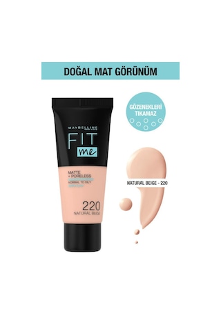 Maybelline New York Fit Me Matte+Poreless Fondöten 220 Natural Beige 30 ML