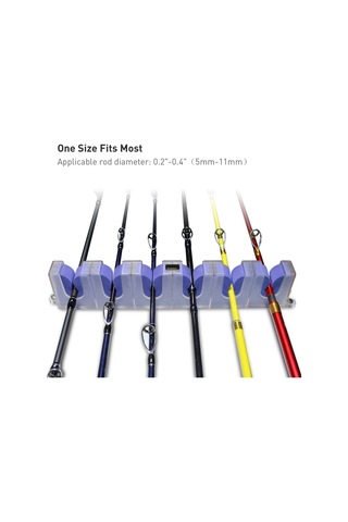 6 Olta İçin Olta Rafı Duvara Monte Olta Kamışı Depolama Raf Standı Tutucu - Mavi