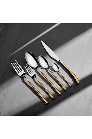 Elegance Altın Saten 6 Kişilik 36 Parça Çatal Kaşık Bıçak Takımı