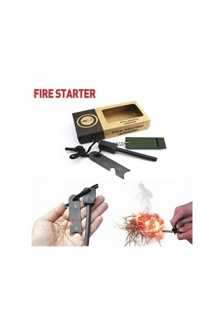 Survive Magnezyum Çubuğu Ateş Başlatıcı Çakmak Taşı Acı Kahverengi
