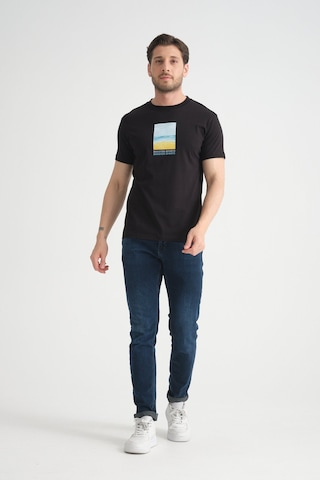 Shooter Sportwear Shooter Erkek T-shirt %100 Pamuk Minimalist Tasarım Regular Kalıp Baskılı Siyah