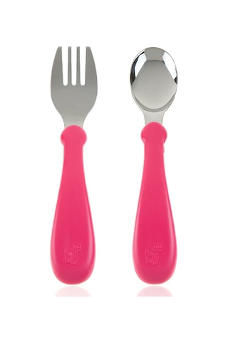 Babyjem Paslanmaz Çelik Çatal Kaşık Seti 522 Pembe Pembe